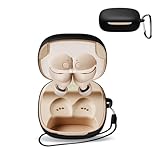 For オーディオテクニカ ATH-CKS50TW2 用 ケース カバー 【KONXISA】ワイヤレスイヤホン ケース シリコン素材 着用しやすい 耐衝撃 防水防塵 ウォッシャブル（カラビナ付き+ストラップ付き ） 装着充電可能 持ち運びがしやすい（ブラック）