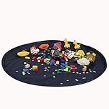 HAOUN おもちゃ収納バッグ 子どもプレイマット ドローストリング付き 防水/収納 150cm ネイビーブルー