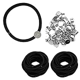 台座付きヘアゴム 金具 50個 ハンドメイド ヘアアクセサリー パーツ 円形 (シルバー 8mm)