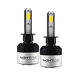 【NIGHTEYE正規品】 H1 車検対応 ledヘッドライト/フォグランプ 36Wx2 4500LMx2 6500K COBチップ搭載 DC9V-32V 3年保証 (ホウイト 2個セット)
