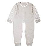 エルフ ベビー(Fairy Baby)オーガニックコットン ベビーカバーオール 新生児ロンパース 前開きパジャマ 長袖 59cm グリーン ストライプ