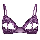 (アイム) iiniim レディースインナー シースルーブラ 透明ブラジャー ブラ セクシー下着薄い ブラジャー セクシー ランジェリー オープンカップ パープル 4XL