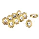 uxcell 10個入り 3mm シャンク 40mm径 圧着 真鍮 ワイヤー ホイール 研磨ブラシ 40mmロング