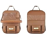 車用シートバックポケット カー 後部座席 収納バッグ レザー製 ブラウン　2個セット