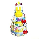 人気No.1 ロディおもちゃ４点も付いた おむつケーキ 出産祝い・ハーフバースデー対応 きいろ (出産祝い用M)
