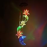 Moon & Star LED Solar Wind Chime Nighライト、色変更、