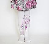 ☆子ども用デザインタイツ☆ホワイト＆ペイズリー40デニール