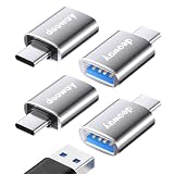 USB-A to USB-C 変換アダプター USB 3.0 高速データ転送 5Gbps 急速充電対応 OTG機能付き Type-A オス to Type-C メス 互換アダプター MacBook Pro/iPad Pro/iPhone 16/15 / Android/Windows対応 – USB-C変換コネクタ ケーブル不要 小型軽量設計 (4個セット)