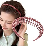 [Herbeluemily] カチューシャ ヘアバンド コーム付き 前髪留め メンズ レディース スキンケア 洗顔用 レッド HM-0094-R01-RD