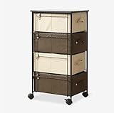 GRJH® シェルフ4段引き出し収納ラック折り畳み式ブラックカート 防水性と耐久性