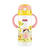 Tofern Kids Top真空断熱ウォーターボトルストロー、自己Drinkingハンドル、350 ml ピンク BWB001-96