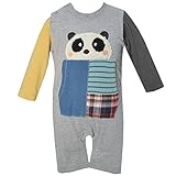 2016年 秋冬 ZOOMIC ズーミック カンガルーポケット もこもこフェイス アップリケ カバーオール ロンパース グレー◇80cm