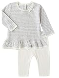 Angel Dear TMH Pointelle Peplum & legging- LT GREY HEATHER 0 – 3 M