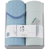 『香典返し 法事引き出物 お返しなどに人気の商品』　WABIZEN　涼のおもてなし　浅縹色と青竹色の国産敷パット＆ケット　【掛け紙・包装可】