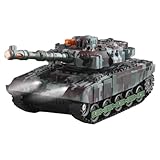 Ghbunuz リモコン戦車おもちゃ、音と光を備えた戦車エアガンアーマー、オフロードおもちゃ、2.4GHzリモコン、軍用車両戦闘、男の子へのギフト (B)