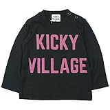 《H28年秋冬物》KICKY VILLAGE(キキイ ビレッジ) 天竺KICKY VILLAGE英字ロゴ長袖Tシャツ 110cm /ブラック KV-15401