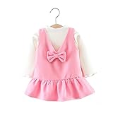 ベビー服 女の子ワンピース 子供服 Pojour 冬秋 防寒 リボン付きドレス 可愛い２セットドレス オシャレ 綿 通園 発表会 旅行 記念日 プレゼント ピンク