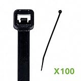 NavePoint 6 Inch Nylon UV Resistant Cable Wire Zip Tie 40 lbs - Black 100 Pack Lot Pcs Qty [並行輸入品]