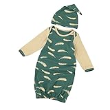 Tovadoo 子供服 ベビー服 新生児 シュラフ+ハット パジャマ 長袖 コットンブレンド 緑 羽柄 可愛い ファッション 部屋着