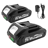 マキタ 互換 バッテリー 18V 1500ｍAh PSE認証済み 充電式 リチウムイオンバッテリー 充電器セット LED電池残量表示 マキタ電動工具用 DIY 園芸 小型 軽量 Longsafe (18V 21V 1.5Ah 2個 + 充電器)