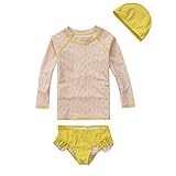 VIVO-BINIYA 正規品 子供水着 女児水着 長袖 キッズ水着 帽子付き水着 女の子水着 UPF50+素材使用 (3T(100), ピンク)