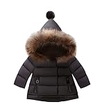 REILI　ベビー　ダウンコート　フード付き　冬　防寒服　赤ちゃん　中綿　厚手　暖かい　男女兼用　可愛い　ダウンジャケット (120, ブラック)