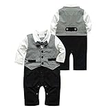 Puseky Newborn Baby Boys Gentleman Suit Bow Tie Romper Jumpsuit Outfits Clothes (0~6 Months) by puse
