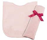 Princess Linens Cotton Knit Bib and Burp Pad Set, Pink by Princess Linens