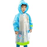 hibote 動物さんのレインコート 男の子 女の子 レインコート カッパ 雨具 85cm-100cm 新学期用 子どもレインコート リュックサックにも対応 収納ポーチ付き ブルー XS