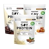 WINZONE（ウィンゾーン）ソイプロテイン パーフェクトチョイス 3kg（1kg×3袋）キャラメルラテ アーモンドミルク きなこショコラ 風味 ソイ ぷろていん ビタミン11種 乳酸菌 鉄分 葉酸 植物性 ダイエット 大豆 日本新薬 置き換え 国内製造 優秀味覚賞