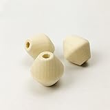 Mamimami Home ダブル 木製コーン　多面的なナチュラルウッドビーズ　ワニスなし DIY 授乳用 ブレスレット 幼児 歯固め ガラガラ アクセサリー 50個「FDA認可済」「 BPAフリー」