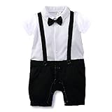 男の子 ロンパース ベビー フォーマル キッズ 半袖 カバーオール 結婚式服 記念撮影 簡単に着れる スナップボタン式 (80cm, ブラック)