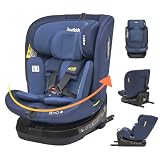 Jovikids チャイルドシート ISOFIX、 0か月~12歳頃 360°回転式 i-Size R129適合 新生児ベビーシート、ロングユースコンパクト、調整可能なライ角 (ブルー)