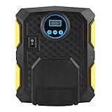 Qiilu 車用空気入れ エアコンプレッサーコンパクト デジタル表示 LEDライト付き　タイヤインフレータポンプ　150PSI　自転車バイク用