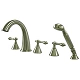 Kingston Brass KS23685AL Roman Tub Filler with Hand Shower, Satin Nickel, 5-Piece [並行輸入品]