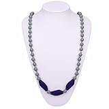 Happy Chew Silicone Teething Necklace (Smokey Grey/Navy Blue) [並行輸入品]
