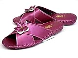 [パンジー] お花飾り 室内 スリッパ 9500 RD レディース L (23.5～24.0) レッド