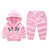 Zhhlinyuan Unisex Kids 2 piece Thick 綿 Lined Zipper Hoodies+Pants Outfits Cute ベビー Casual 衣類 Sets