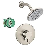 Hansgrohe KS04355-27466BN Raindance E 150 Air 1-Jet Showerhead 2.5GPM Kit with PBV Trim, and Rough i