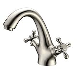 Wovier Brushed Nickel Bathroom Sink Faucet,Two Handle Single Hole Vessel Lavatory Faucet,basin Mixer