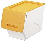 【積重ね収納ボックスまとめ買いセット】 フロックカラースリム 30 イエロー/ホワイト 2個セット