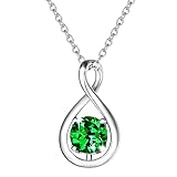 Agvana エメラルド ネックレス レディース 5月 誕生石 しずくモチーフ プラチナメッキ シルバー925 金属アレルギー対応 雫 ペン