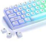 x XVX キーボードキーキャップ ホワイト、クリアジェリーキーキャップ 60 65 75 100%、半透明のかわいいカスタムキーキャップセット メカニカルゲームキーボード用124キー(チェリープロファイル)
