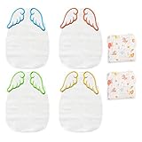 汗取りパッド4枚　 6重ガーせ　天使の羽　柔らかい　肌触りもいい　吸汗性/通気性が良い　かわいい 25 * 35cm　ハンカチ2枚付き