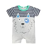 エルフ ベビー(Fairy Baby)ベビー服 ロンパースカバーオール 半袖 夏 可愛い獅子模様 グレー サイズ：95