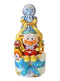 おむつケーキ アンパンマン 新生児肌着セット＆ベビーグッズ付き 3段 男の子用 (メリーズSサイズ（28枚入り）)