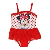 ディズニー (ディズニー) チュールレースを使ったスカートつきワンピース水着（総裏付） (80ｃｍ, アカ（71　ミニー）)