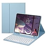 かわいい Fire HD 10 第13世代 キーボードケース 丸型キー 2023年型 Fire HD 10 11インチ タブレット キーボード付き カバー マグネット 分離式 Bluetoothキーボード (Fire HD 10（2023）, ブルー)