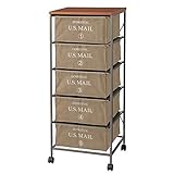 マルチ収納チェスト/収納ワゴン 【5段 ベージュ】 幅43cm キャスター付き スチール 『USメール』 MIP-375BE