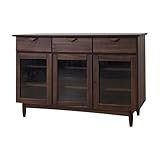 サイドボード キャビネット カップボード 幅120cm カラー：ミディアムブラウン